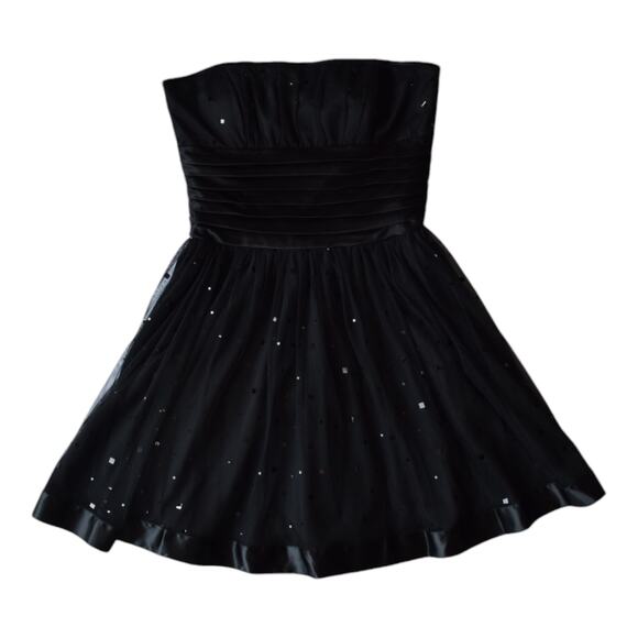 Vintage Morgan & Co. Black Strapless Prom Dress, Sequin Accents, Size Small - Picture 1 of 7